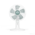 Ventilateur de bureau Rowenta VU2740 blanc posé sur un bureau