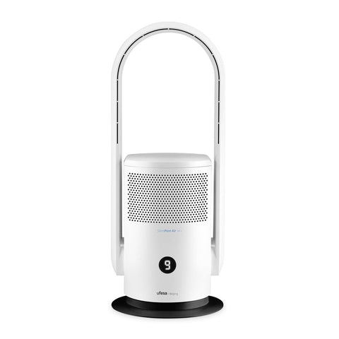 Ventilateur sur pied UFESA Beijing 35 W blanc posé dans un salon