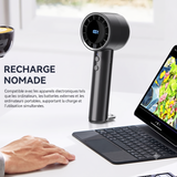 Mini ventilateur USB rechargeable — écran LED, 3 vitesses, lampe torche