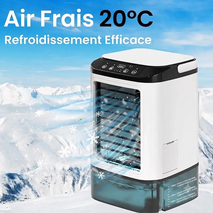 Rafraîchisseur d'air par atomisation ultrasonique — 3 vitesses, veilleuse