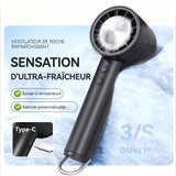 Mini ventilateur USB rechargeable — écran LED, 3 vitesses, lampe torche
