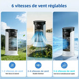 Rafraîchisseur d'air 3-en-1 USB — ventilateur + brumisateur + veilleuse LED