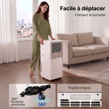Climatiseur mobile eLUXE facile à déplacer grâce à ses roulettes pivotantes 360° et sa poignée intégrée