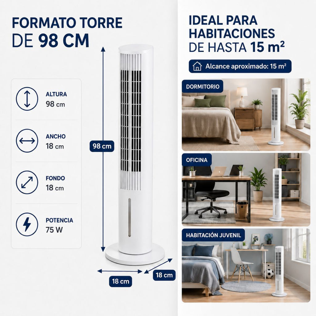 Rafraîchisseur évaporatif tour Hushly 4-en-1 — Réservoir 3,5 L, InnovaGoods — vue 8