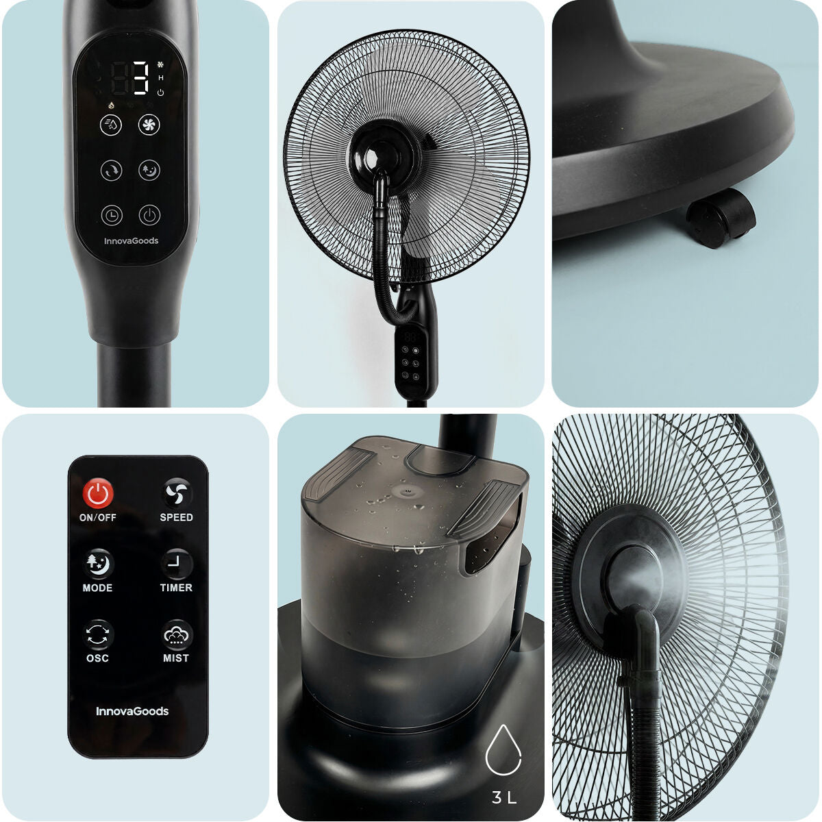 Ventilateur brumisateur sur pied Sprair InnovaGoods — nébulisation 3 L — vue 5